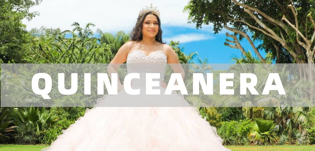 Young woman celebrating her Quinceañera, professionally photographed during the special event.