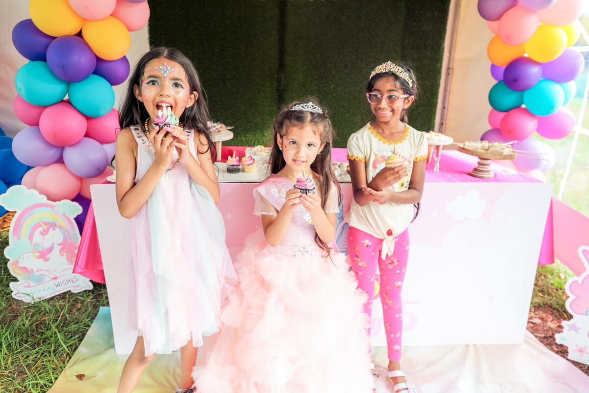 Happy family enjoying a kid’s birthday party in Miami, professionally photographed