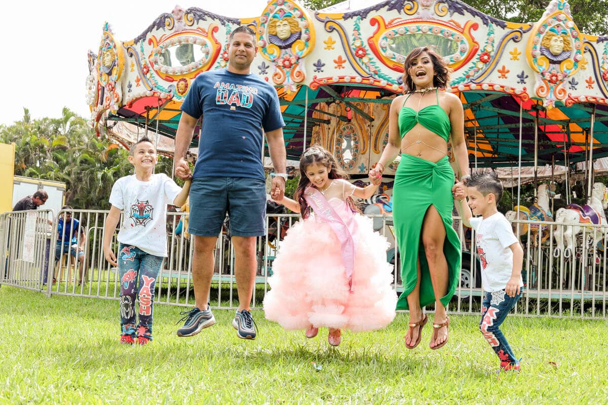 Happy kids and family celebrating a birthday party in Miami, photographed professionally