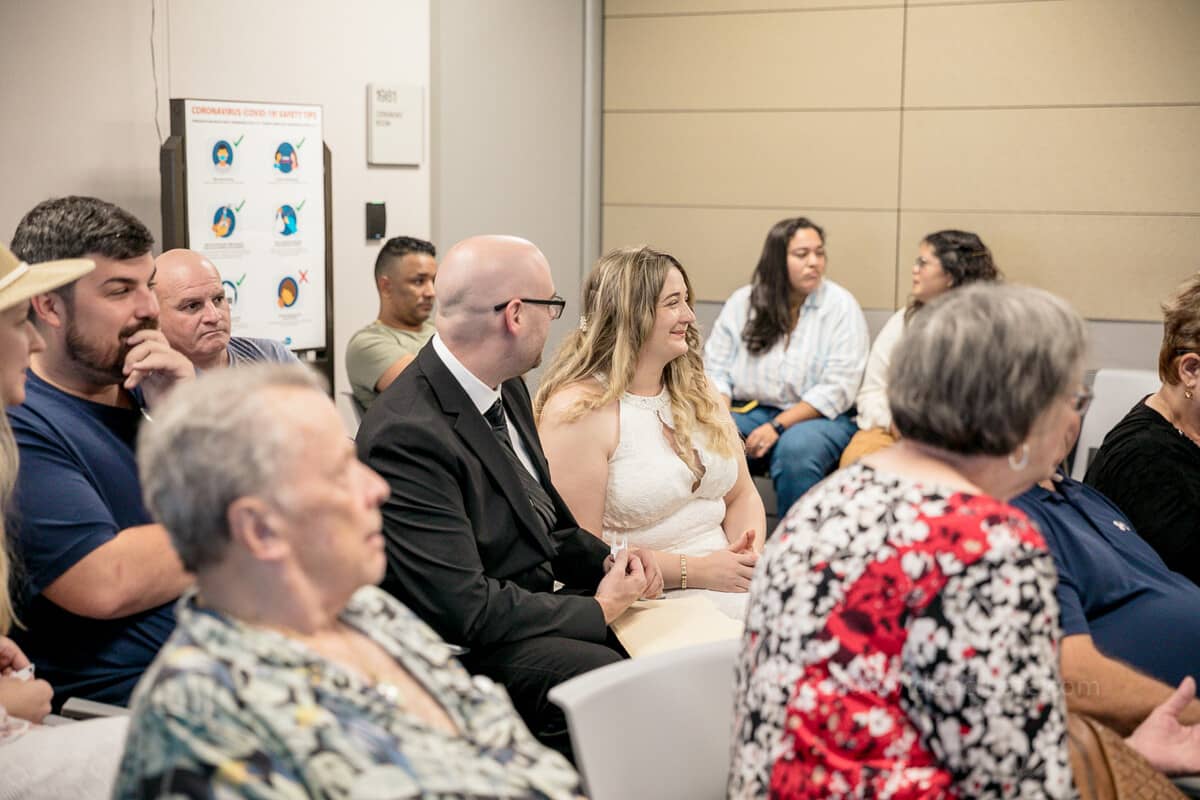 Joyful couple celebrating their City Hall wedding in Miami Beach, captured by a Miami photographer